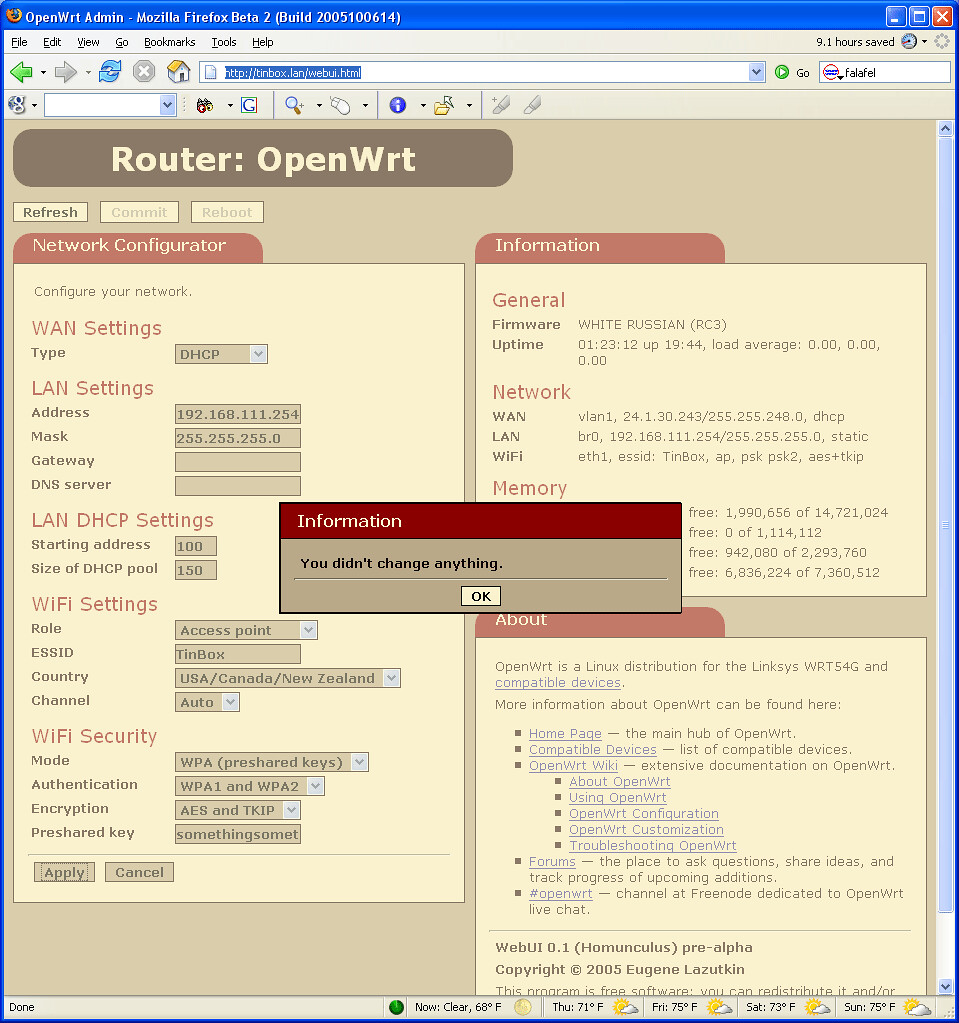 OpenWrt GUI screenshot