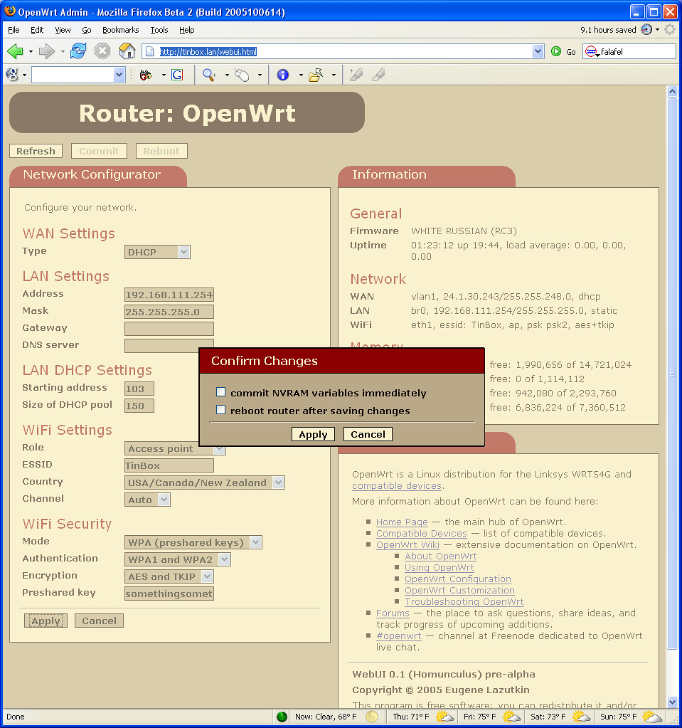 OpenWrt GUI screenshot