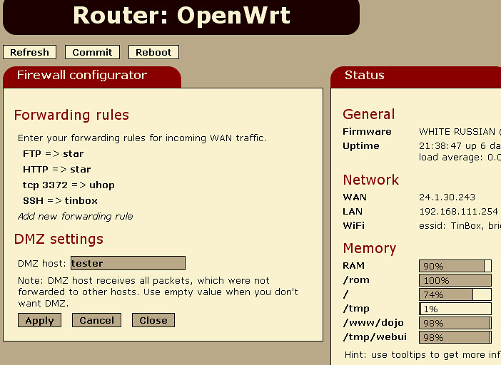 OpenWrt GUI Firewall configurator bug